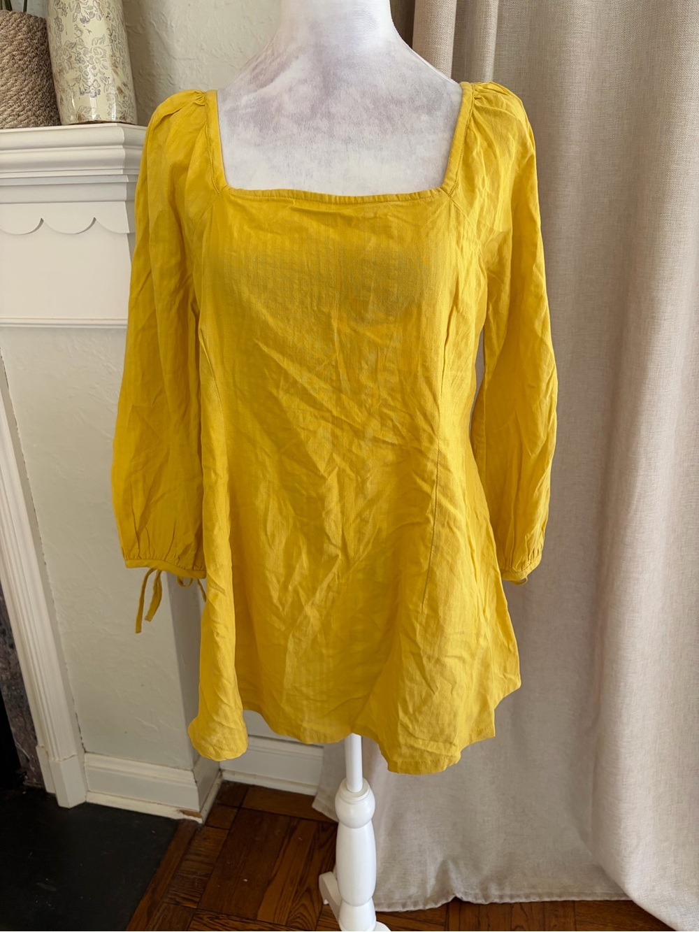 A Pea in the Pod Mustard Yellow Square Neck Maternity Top